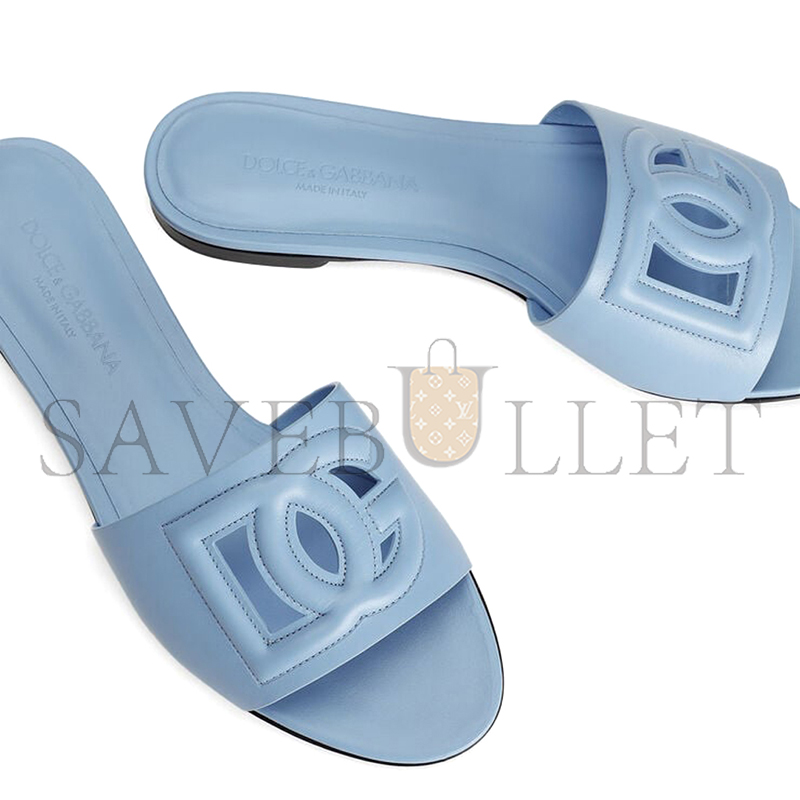 DOLCE GABBANA CALFSKIN SLIDES WITH DG LOGO CQ0436AY32980789